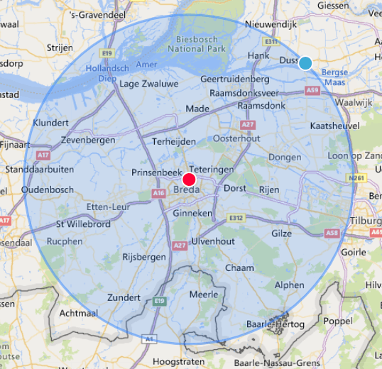 20 km radius van Breda